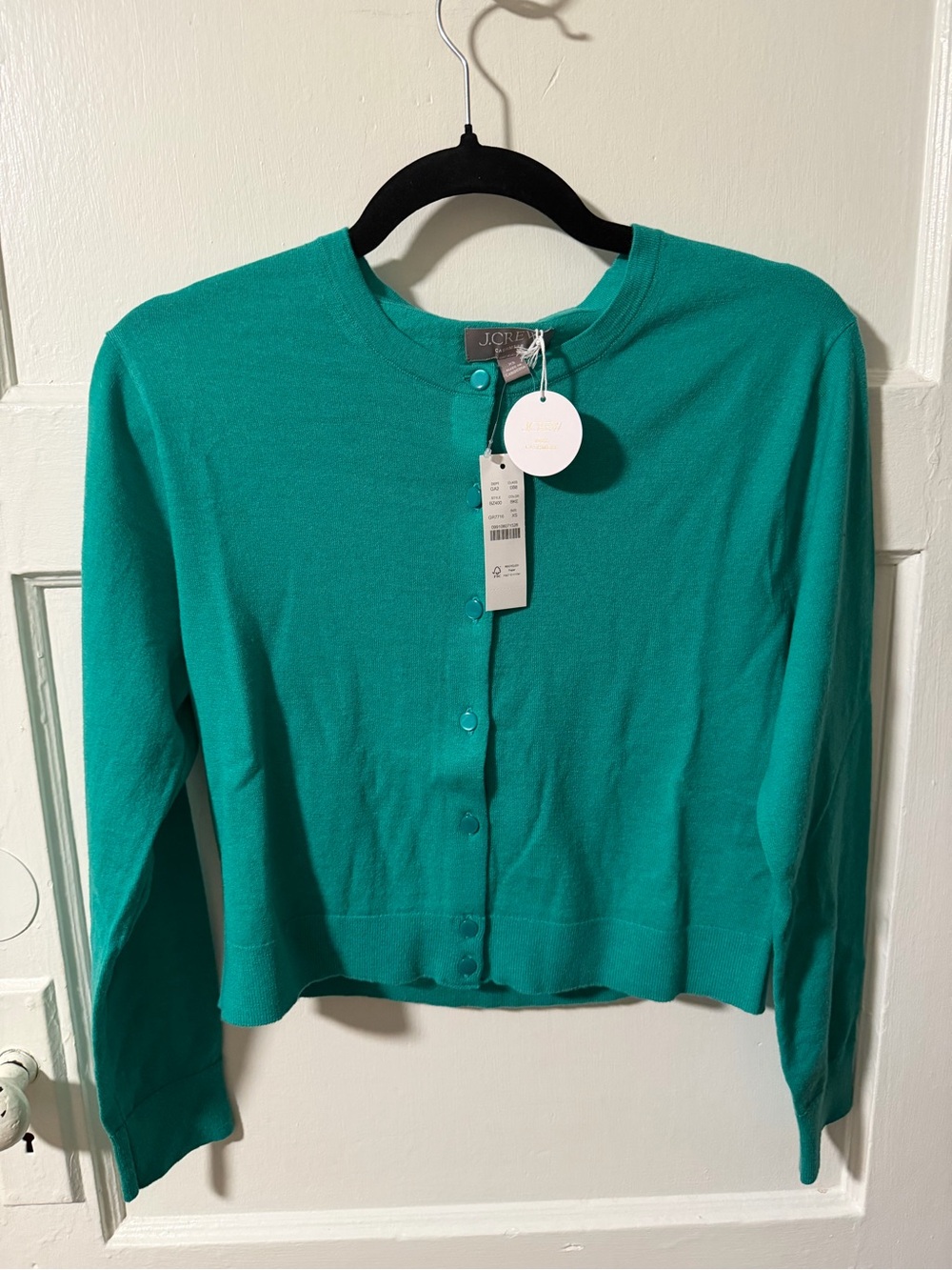 J. Crew Bright Kelly Green Button-Front Featherweight Cashmere Cardigan X-Small